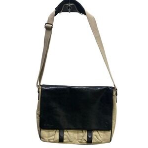 Ben Sherman Messenger Bag‎ Men Canvas Leather Laptop Briefcase Black Beige